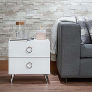 Elms 2-Drawer White Accent Table