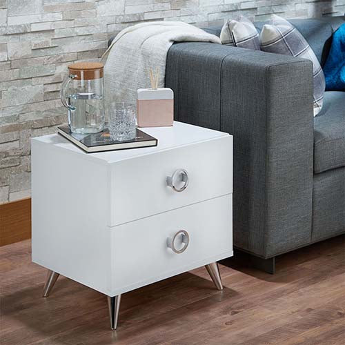 Elms 2-Drawer White Accent Table