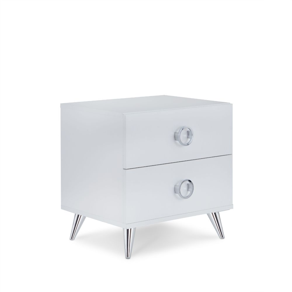 Elms 2-Drawer White Accent Table