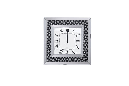 Nysa Square Glam Wall Clock with Faux GemStones Inlay