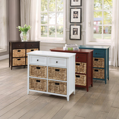 Consola rectangular Flavius ​​de 6 cajones con almacenamiento