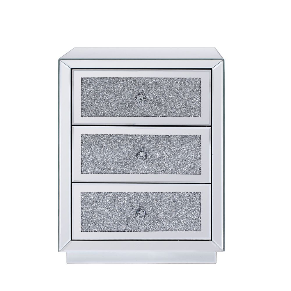Noralie Accent Table - Mirrored & Faux Diamonds (18''W x 14''D x 26''H)