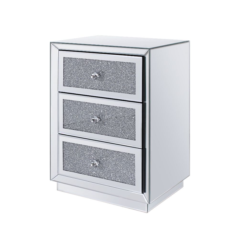 Noralie Accent Table - Mirrored & Faux Diamonds (18''W x 14''D x 26''H)