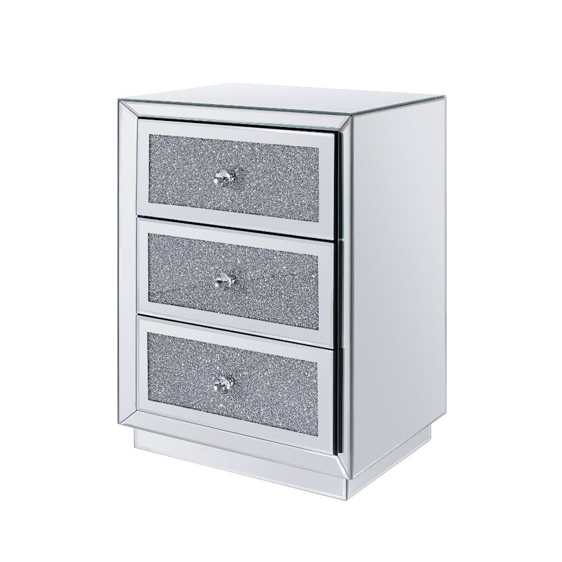 Noralie Accent Table - Mirrored & Faux Diamonds (18''W x 14''D x 26''H)