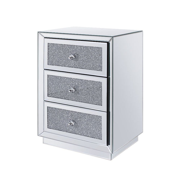 Noralie Accent Table - Mirrored & Faux Diamonds (18''W x 14''D x 26''H)