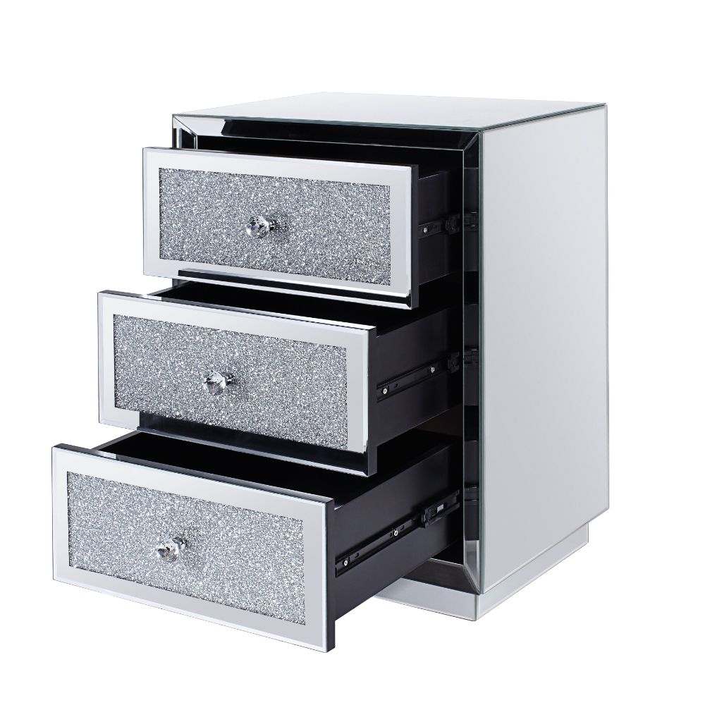 Noralie Accent Table - Mirrored & Faux Diamonds (18''W x 14''D x 26''H)