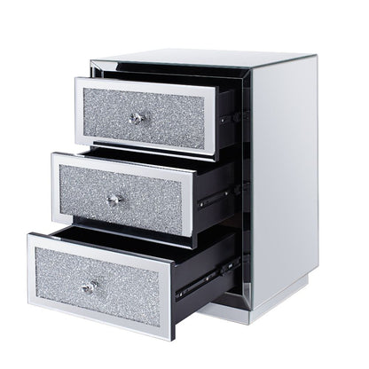 Noralie Accent Table - Mirrored & Faux Diamonds (18''W x 14''D x 26''H)