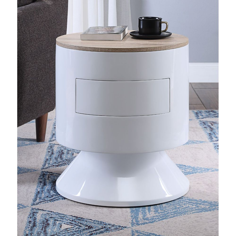Mesa auxiliar redonda Otith de 19" de diámetro
