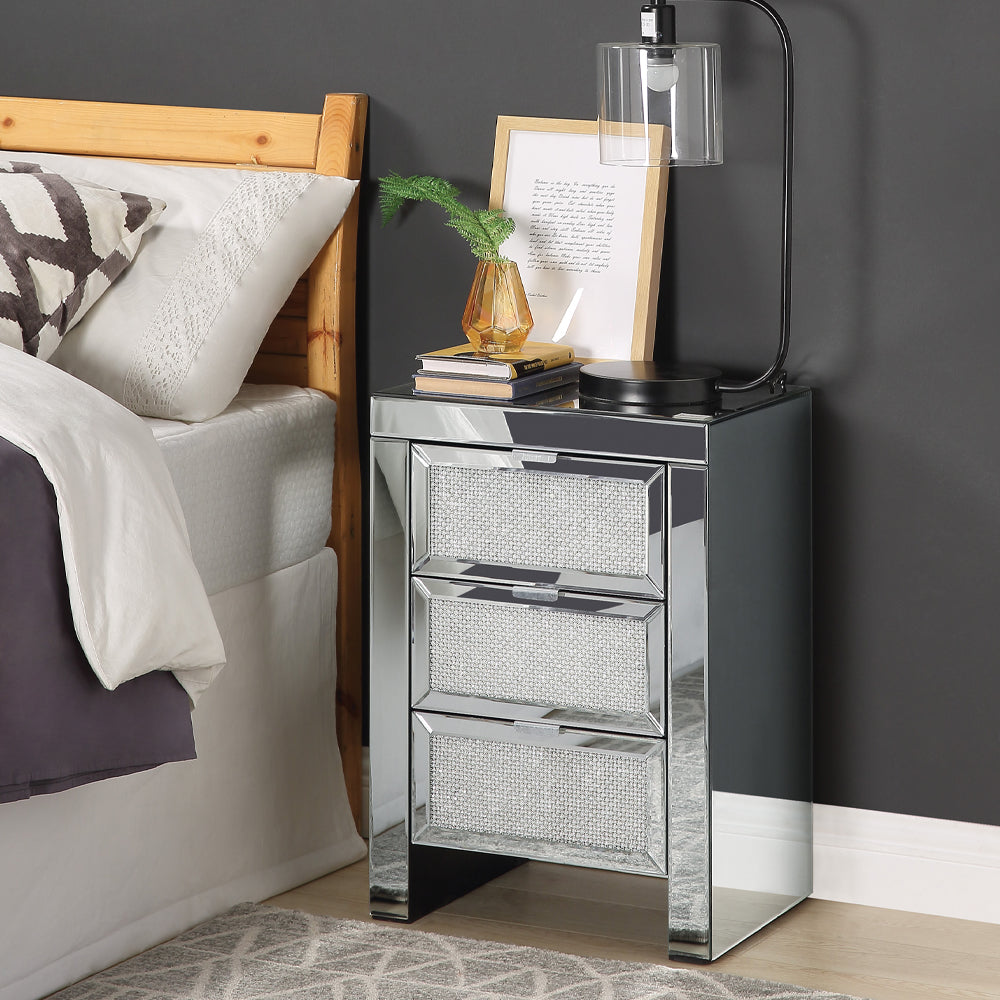 Mesa auxiliar rectangular Noralie Glam de 3 cajones