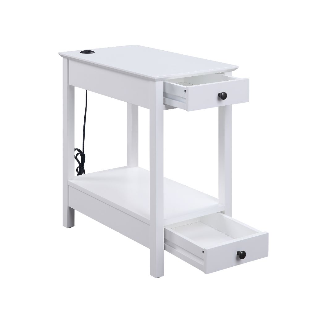 Byzad Rectangular 2 Drawers Accent Table with USB