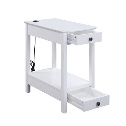 Byzad Rectangular 2 Drawers Accent Table with USB