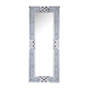 Noralie Rectangular Glam Floor Mirror with Faux Diamonds Inlay