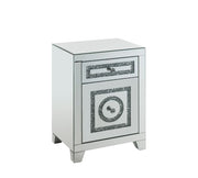 Mesa auxiliar rectangular Noralie de 26" de alto con 2 cajones y patas cónicas
