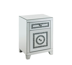 Mesa auxiliar rectangular Noralie de 26" de alto con 2 cajones y patas cónicas