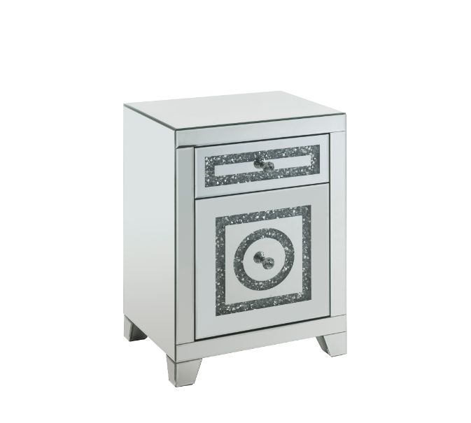 Mesa auxiliar rectangular Noralie de 26" de alto con 2 cajones y patas cónicas