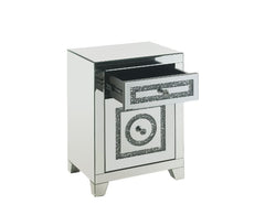 Mesa auxiliar rectangular Noralie de 26" de alto con 2 cajones y patas cónicas