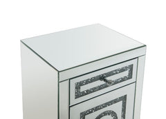 Mesa auxiliar rectangular Noralie de 26" de alto con 2 cajones y patas cónicas