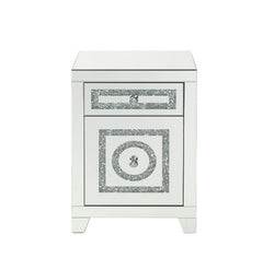 Mesa auxiliar rectangular Noralie de 26" de alto con 2 cajones y patas cónicas