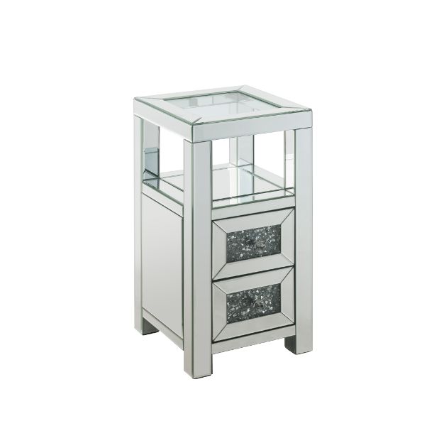 Mesa auxiliar rectangular Noralie de 24" de alto y 2 cajones