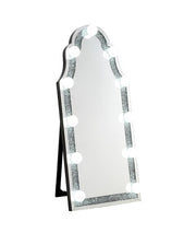 Espejo de piso Noralie Glam de 68 cm de largo x 160 cm de alto con incrustaciones de diamantes falsos
