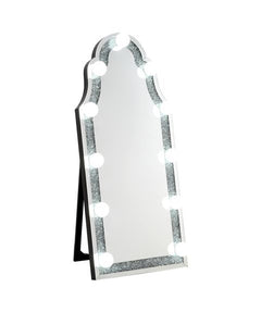 Espejo de piso Noralie Glam de 68 cm de largo x 160 cm de alto con incrustaciones de diamantes falsos