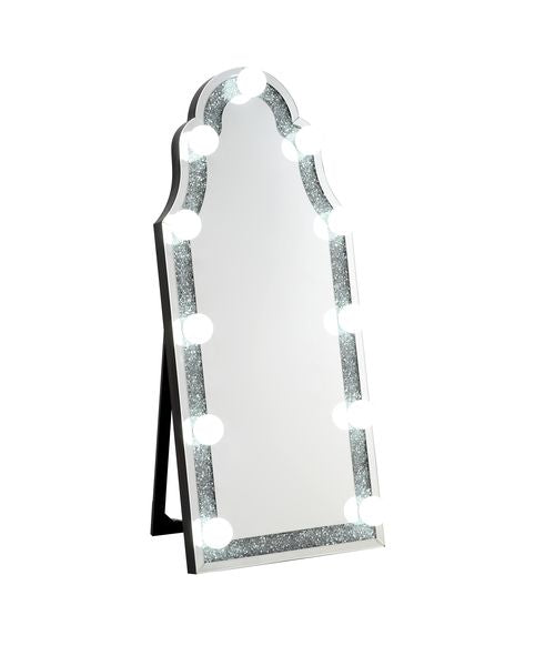 Noralie 27"L x 63"H Glam Floor Mirror with Faux Diamonds Inlay