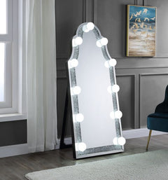 Espejo de piso Noralie Glam de 68 cm de largo x 160 cm de alto con incrustaciones de diamantes falsos