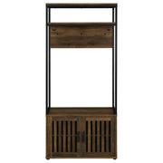 Perchero de dos puertas Quincy, banco de almacenamiento con forma de perchero, pino oscuro