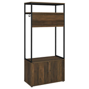 Perchero de dos puertas Quincy, banco de almacenamiento con forma de perchero, pino oscuro
