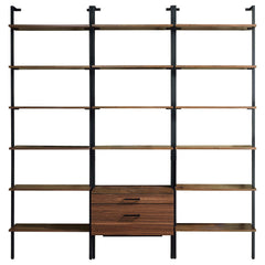 Owens 96-inch Wall Mounted Bookshelf Set Walnut