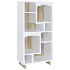 Librería Dalton de 65 pulgadas y 6 estantes en pino blanco y envejecido
