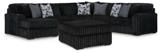Midnight-Madness 4PC Sectional & Ottoman Set