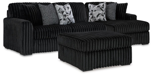 Midnight-Madness 2PC Sectional & Oversized Accent Ottoman Set