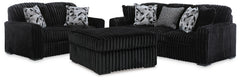 Midnight-Madness Sofa, Loveseat & Oversized Ottoman 3PC Living Room Set