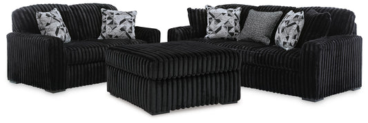 Midnight-Madness Sofa, Loveseat & Oversized Ottoman 3PC Living Room Set