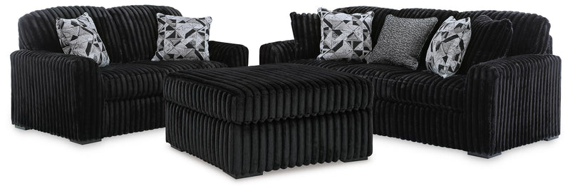 Midnight-Madness Sofa, Loveseat & Oversized Ottoman 3PC Living Room Set