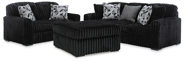 Midnight-Madness Sofa, Loveseat & Oversized Ottoman 3PC Living Room Set