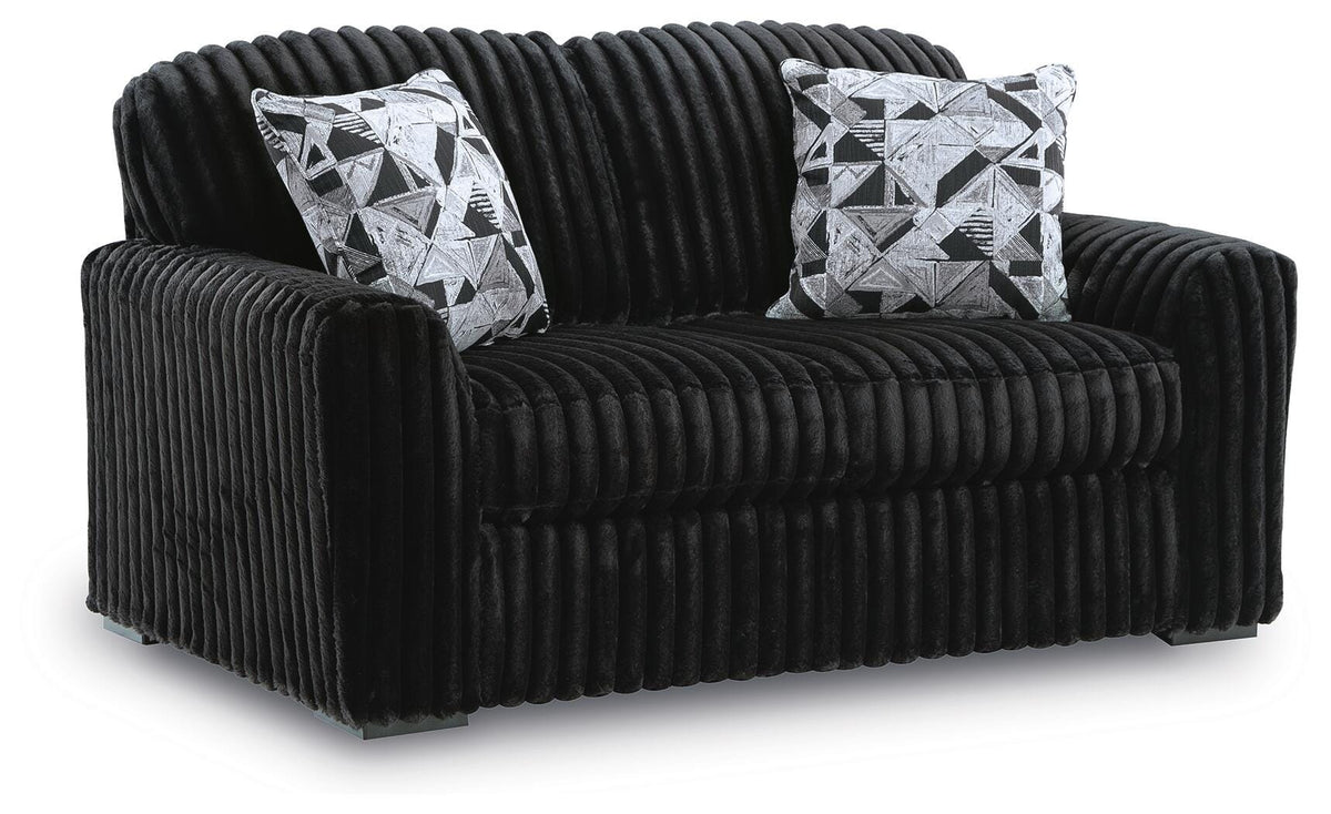 Midnight-Madness Sofa, Loveseat & Oversized Ottoman 3PC Living Room Set