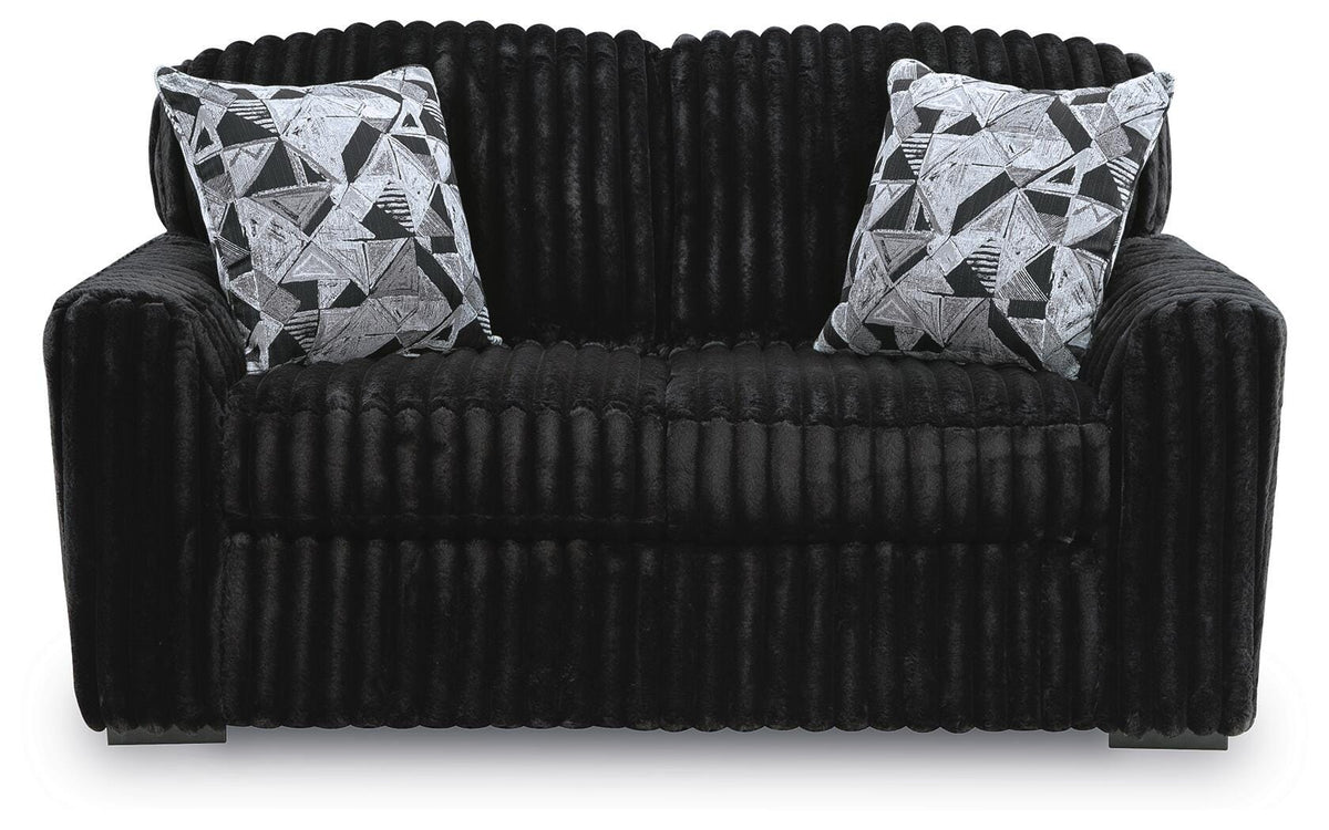 Midnight-Madness Sofa, Loveseat & Oversized Ottoman 3PC Living Room Set