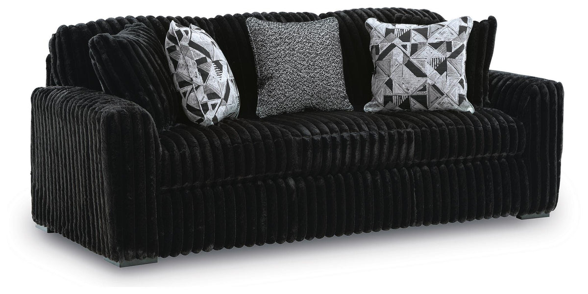 Midnight-Madness Sofa, Loveseat & Oversized Ottoman 3PC Living Room Set
