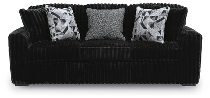 Midnight-Madness Sofa, Loveseat & Oversized Ottoman 3PC Living Room Set