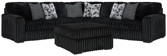 Midnight-Madness 3PC Sectional & Oversized Accent Ottoman
