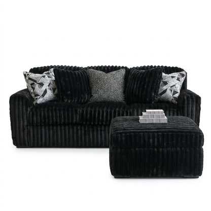 Midnight-Madness Sofa & Oversized Ottoman 2PC Living Room Set