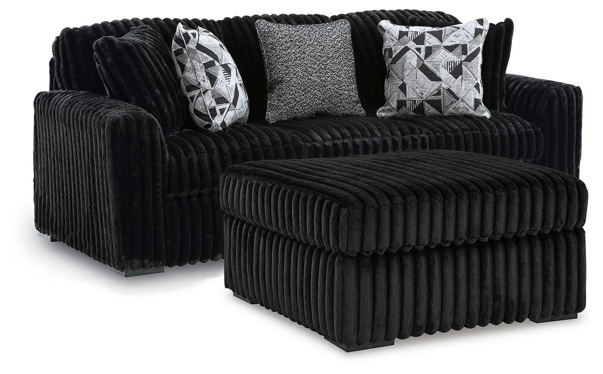 Midnight-Madness Sofa & Oversized Ottoman 2PC Living Room Set