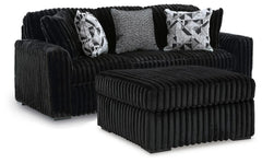 Midnight-Madness Sofa & Oversized Ottoman 2PC Living Room Set