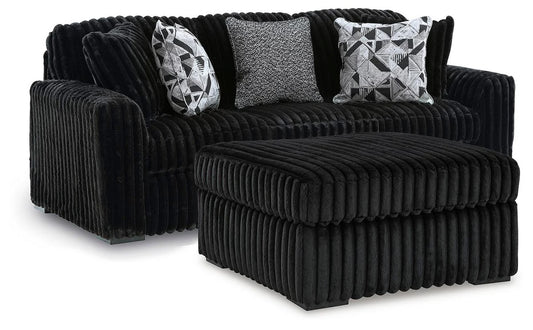Midnight-Madness Sofa & Oversized Ottoman 2PC Living Room Set