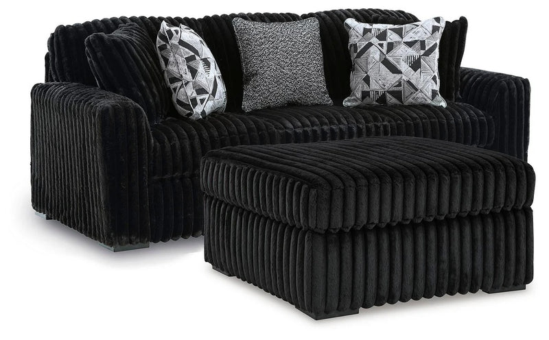 Midnight-Madness Sofa & Oversized Ottoman 2PC Living Room Set