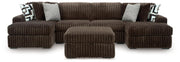 Midnight-Madness Chocolate 3PC Double Chaise Sectional & Oversized Accent Ottoman Set