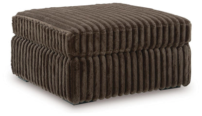 Midnight-Madness Chocolate 3PC Double Chaise Sectional & Oversized Accent Ottoman Set