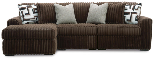 Midnight-Madness 3PC Sectional with Chaise in Chocolate